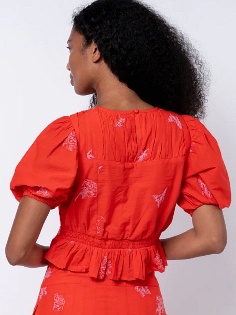 NWT Ciebon Allisa Embroidered Cotton Peplum Top Size Large - Picture 2 of 13